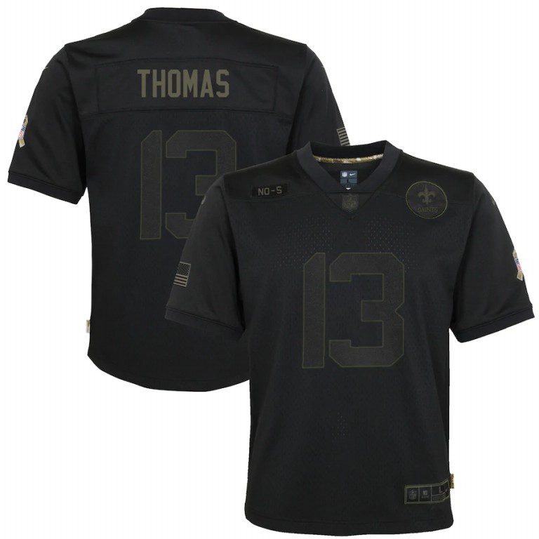 NFL New Orleans Saints 13 Michael Thomas Nike Youth 2020 Salute to Service Game  Black jerseys